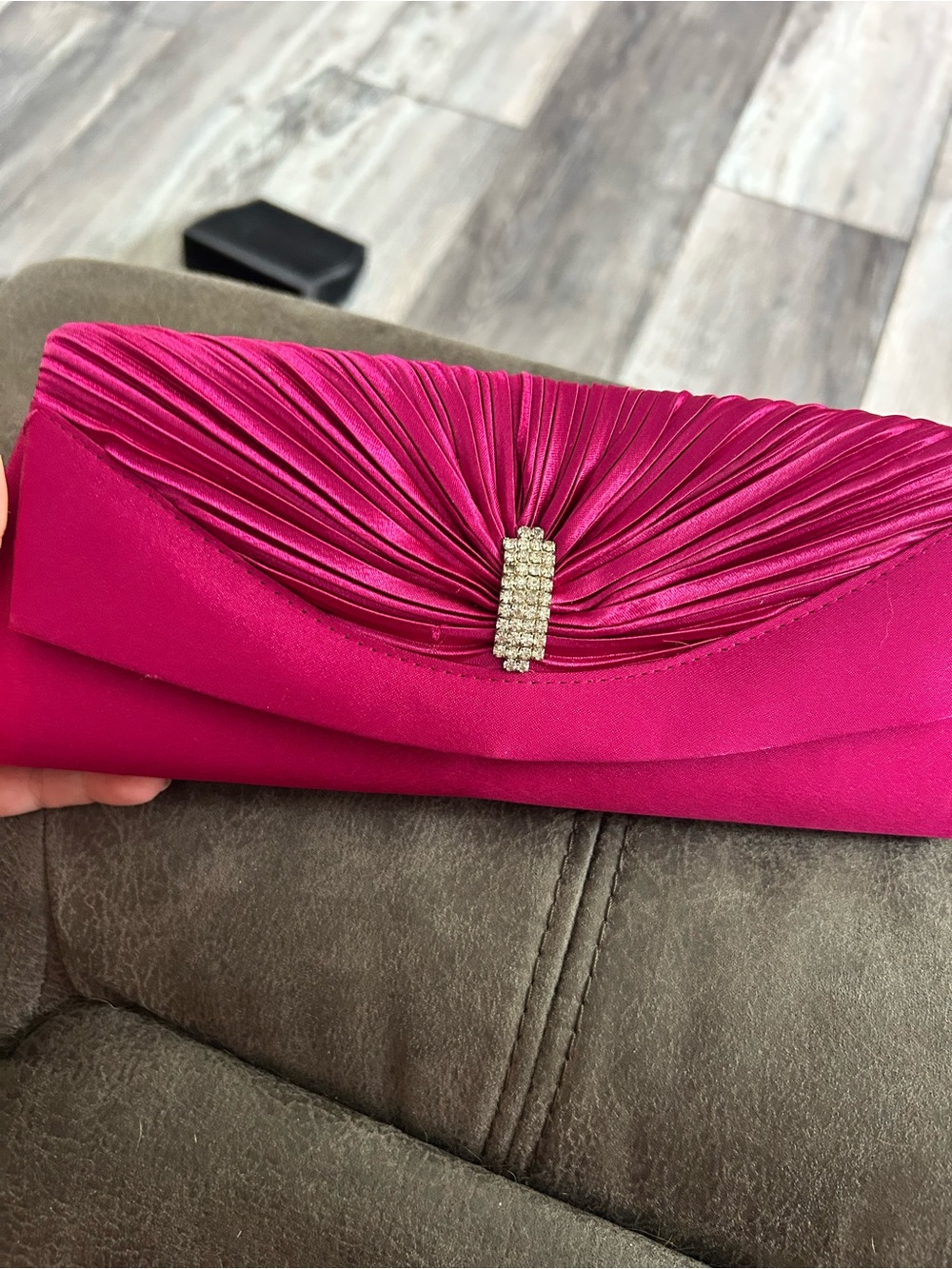 Elegant Hot Pink Satin Evening Clutch purse